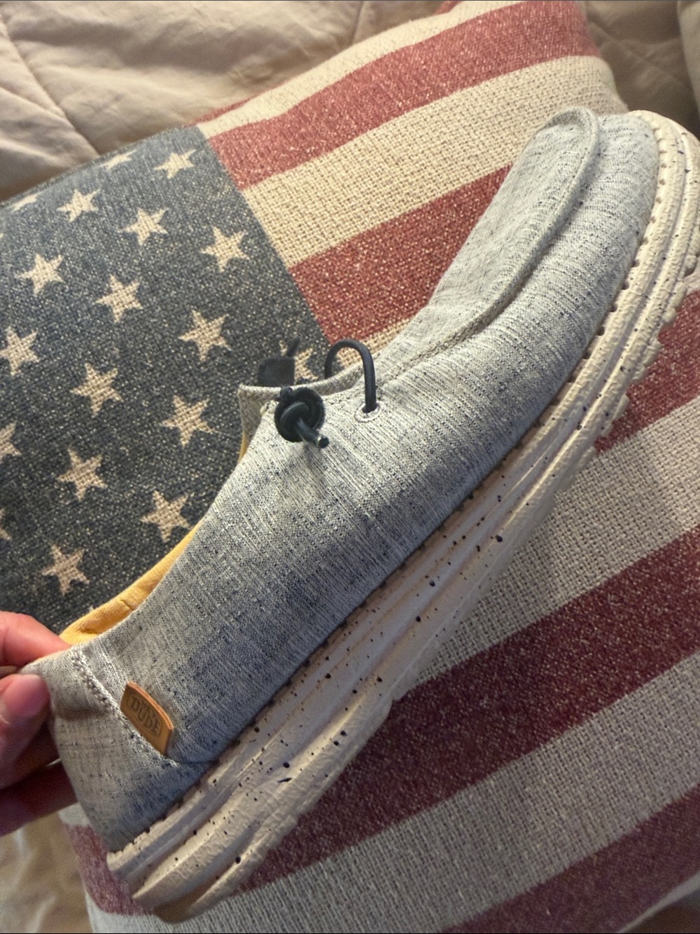 Sz 11 Hey Dude Wendy Slip-On Loafers in  with Black Laces and Yellow Lining. - Picture 5 of 7